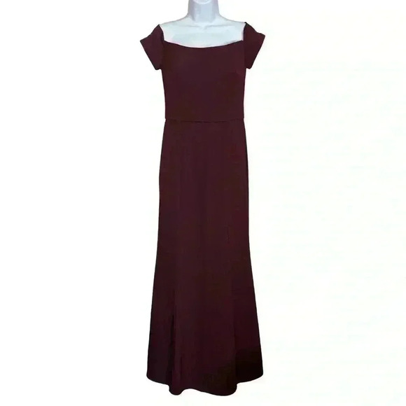 Amsale Eden Dress Size 6 In Ruby (Burgundy Red Shade) Bridesmaid BHLDN Maxi - Picture 1 of 12